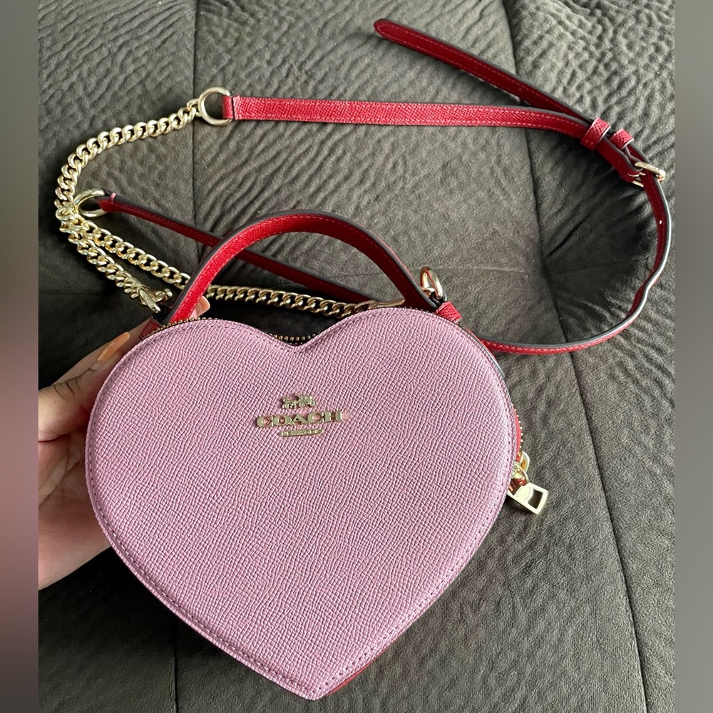 Red and Pink Coach Heart Purse
